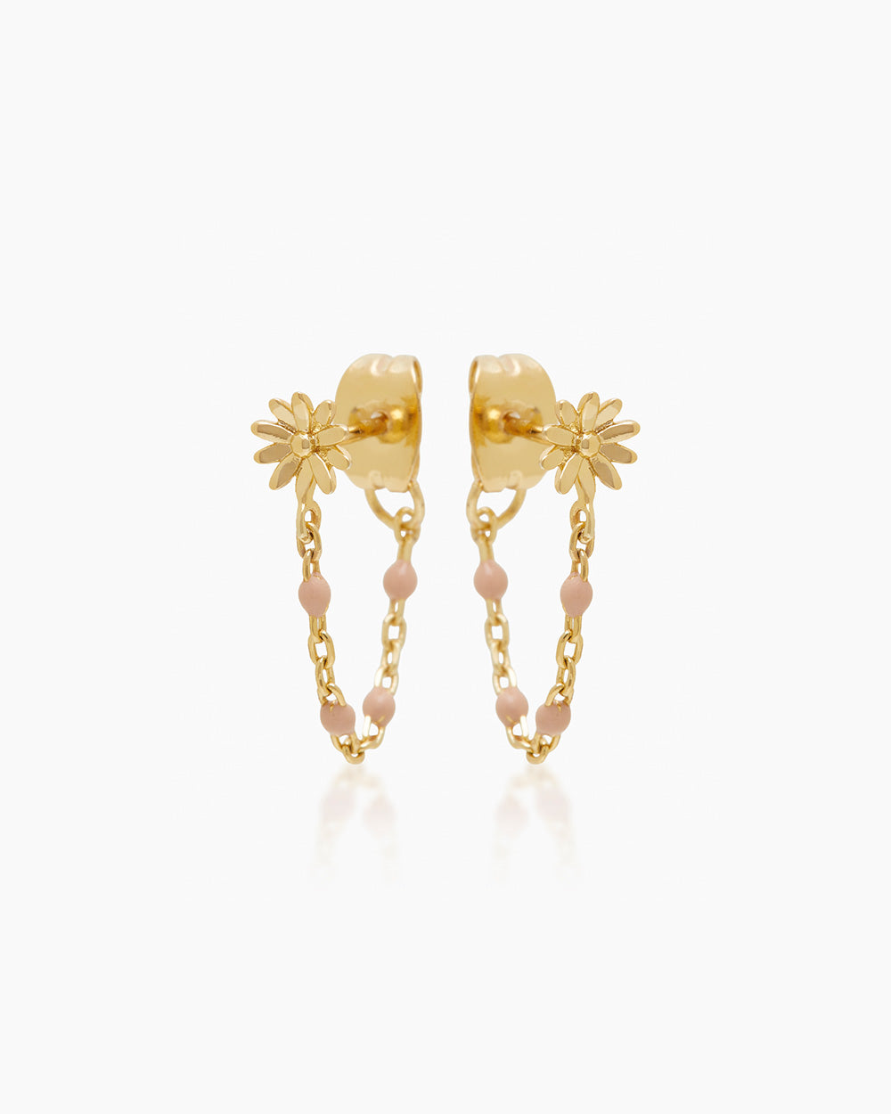 Dahlia Enamel Gold Chain Studs